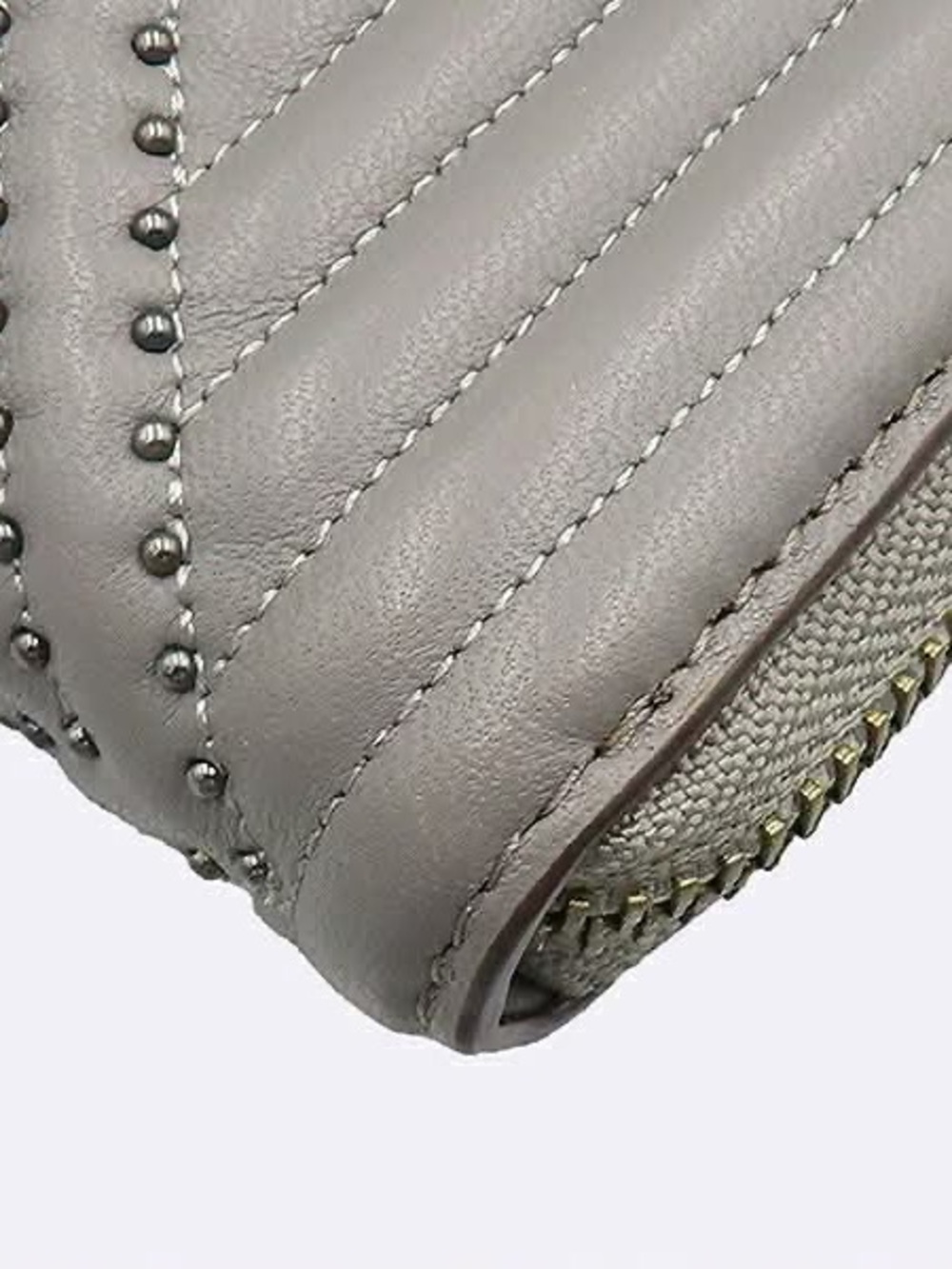 Coach Quilted Chevron Studded Zip Wallet in Gray - Picture 5 of 16